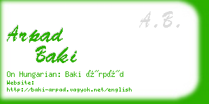 arpad baki business card